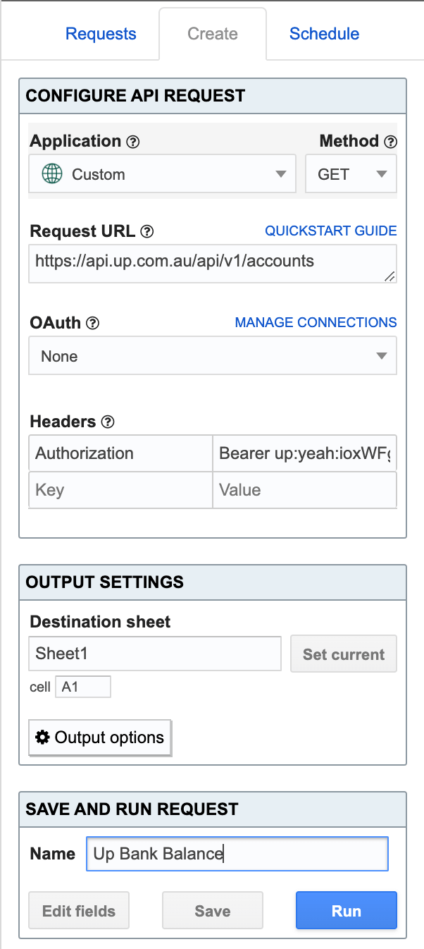 creating api connector response